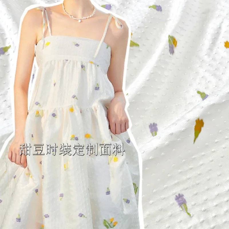 Yarn-dyed Brocade Jacquard Fabric Spring Summer Thin Wind Chimes Embossed Dress Clothing Brand Fashion Design Diy Sewing Cloth