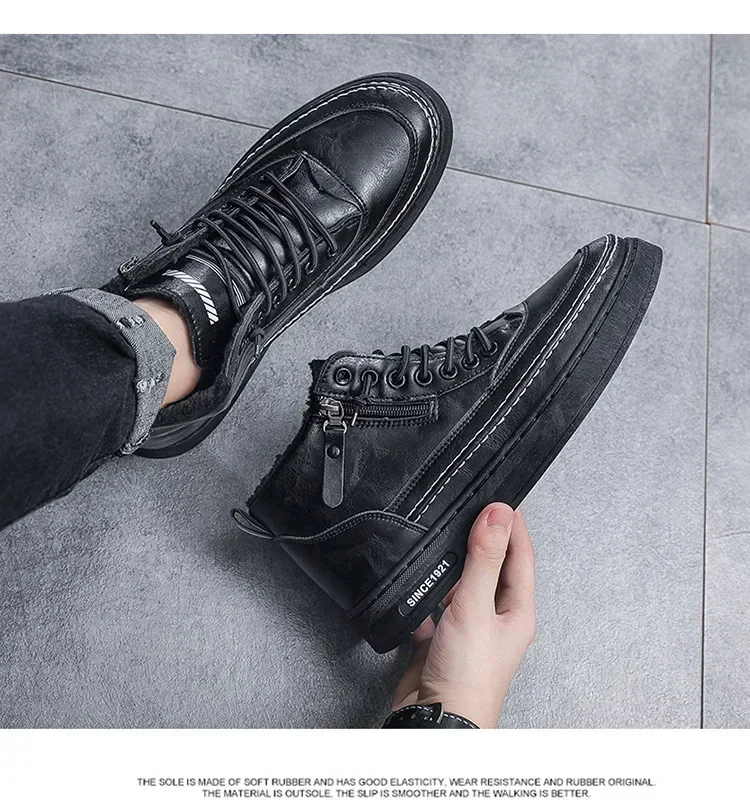 

Plush Comfortable Anti Slip Snow Boots Outdoor Sports Casual Men's Winter Warm Cotton Shoes 2025 New Classic Fashion Retro