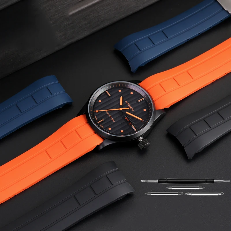 22mm 23mm Arc Mouth watchband  For Mido Rubber Watch Strap M005 series for Citizen blue angel black orange blue bracelet