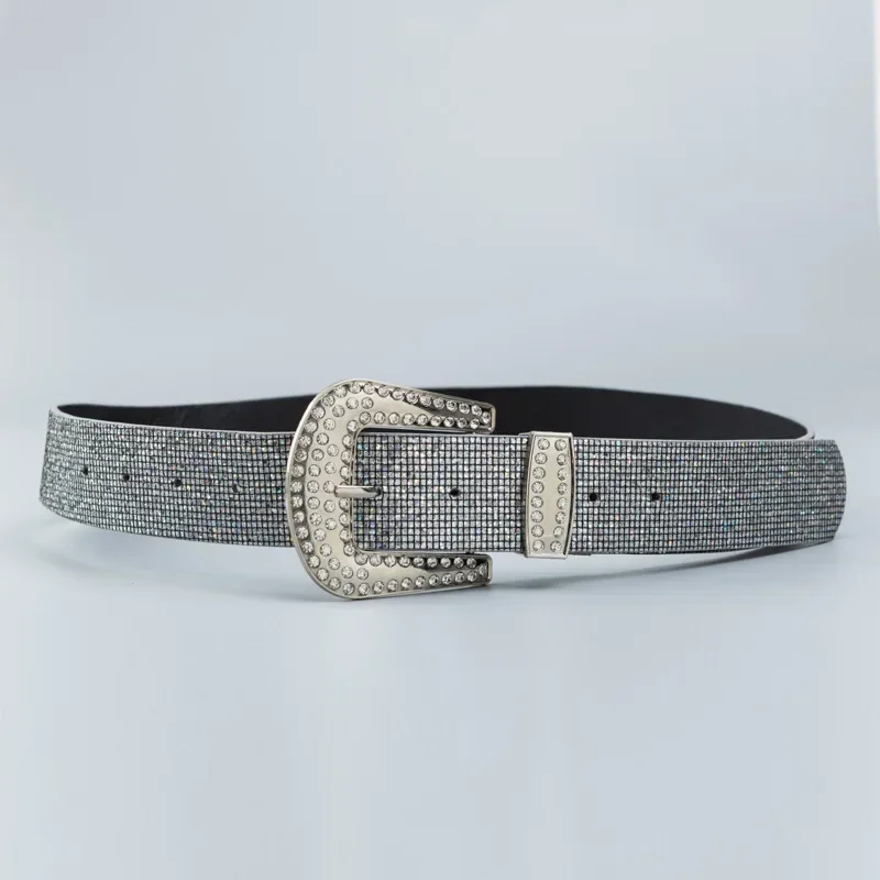 Fashionable Belt for Woman Full Surface Colorful Sequin Belts High Quality Belts Woman's Versatile Belt