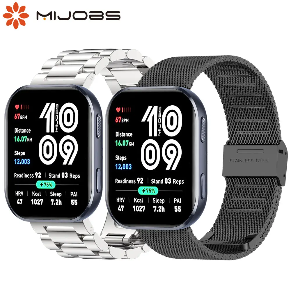 Pulseira para Amazfit Bip 6 5 Bracelete de Metal em Aço Inoxidável para Amazfit Bip 6 Acessórios