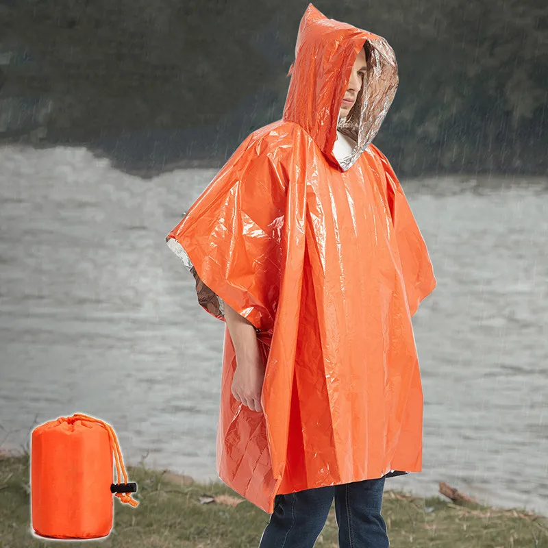 

5 шт., уличный аварийный плащ, термоизоляционный одноразовый аварийный плащ, теплый двусторонний плащ из алюминиевой пленки