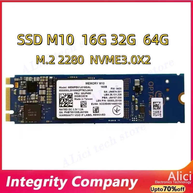 Original M10 M.2 2280 SSD 64GB 32GB 16GB PCIe M.2 2242 3.0 3D Xpoint NVMe Internal Solid State Drive For Intel Optane Memory