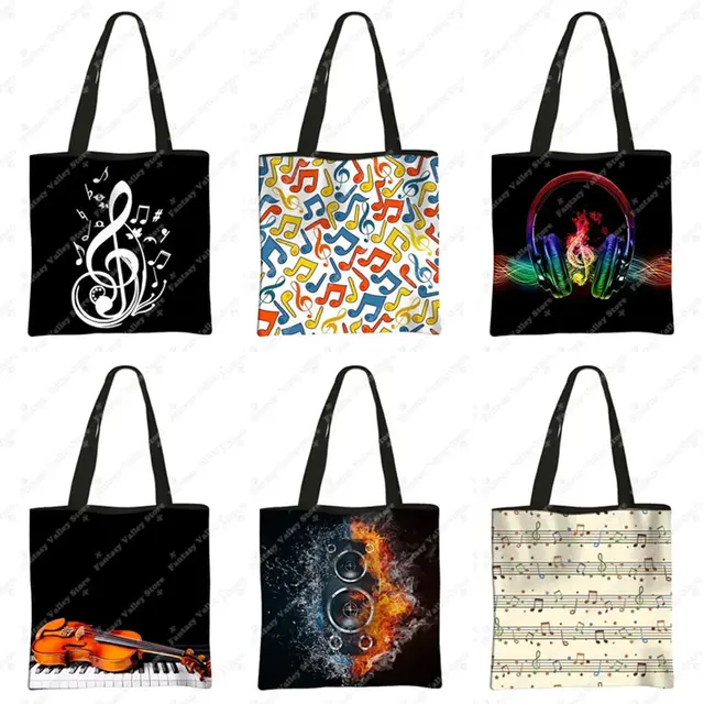 Nuty z nadrukiem Torba z grubej bawełny Instrument muzyczny Torebka Gitara Skrzypce/Cella/Filaro Torba na ramię BookBag Torba na co dzień Torba na zakupy