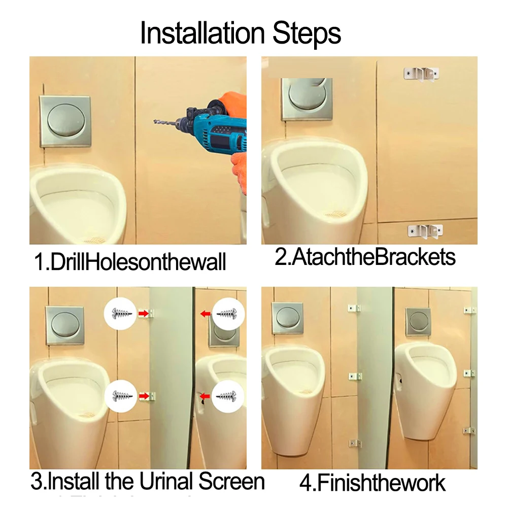 4pcs Bracket Bathroom Rack Fixed Tools Hardware Urinal Partition Bracket Bathroom Partition Metal Brackets Fixed Wallcompartment