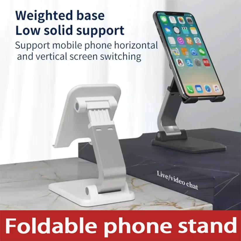 

Foldable Mobile Phone Tablet Desktop Stand Double-axis Multi-angle Rotation Lazy Bracket Non-slip for iPhone 16 15 Samsung S24