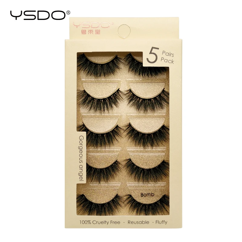 YSDO 5 Pairs Faux Mink Eyelashes 3d Mink Hair Lashes Natural Long Soft False Eyelashes Volume Lashes Extension Tools Maquillaje