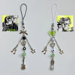 Matching tgswiiwagaa Keychains, Cyber Rockstar Phone Charms, Y2K Dainty Aesthetic, Simple Green Handmade Beaded Accessory, Gifts