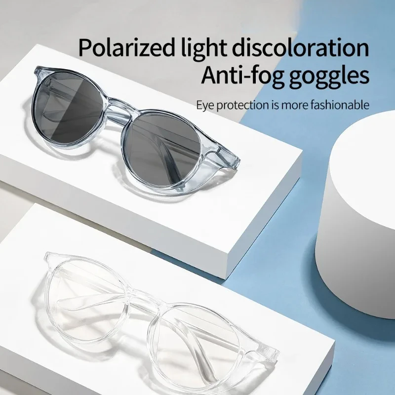 NEW Protective Polarized Photochromic Sunglasses with Side Shields Blue Light Blocking Anti-allergy Anti Fog Wind Splash Goggles