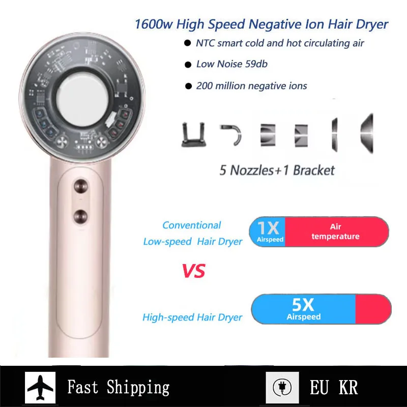 

Professinal Leafless Hair Dryer Negative Lon Hair Care Quick Dry Home Powerful Hairdryer Constant 200 Million Anion Blow Dryer