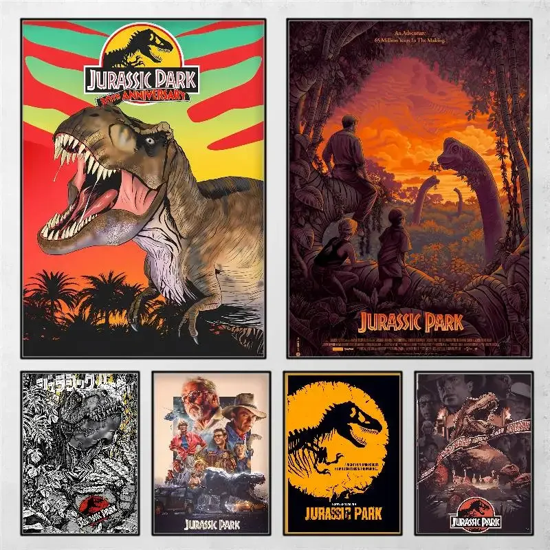 1 قطعة ديناصور قماش اللوحة الحديقة الجوراسية الفيلم المشارك ذاتية اللصق الفن ورق مقاوم للماء ملصق مقهى بار غرفة الجدار #1