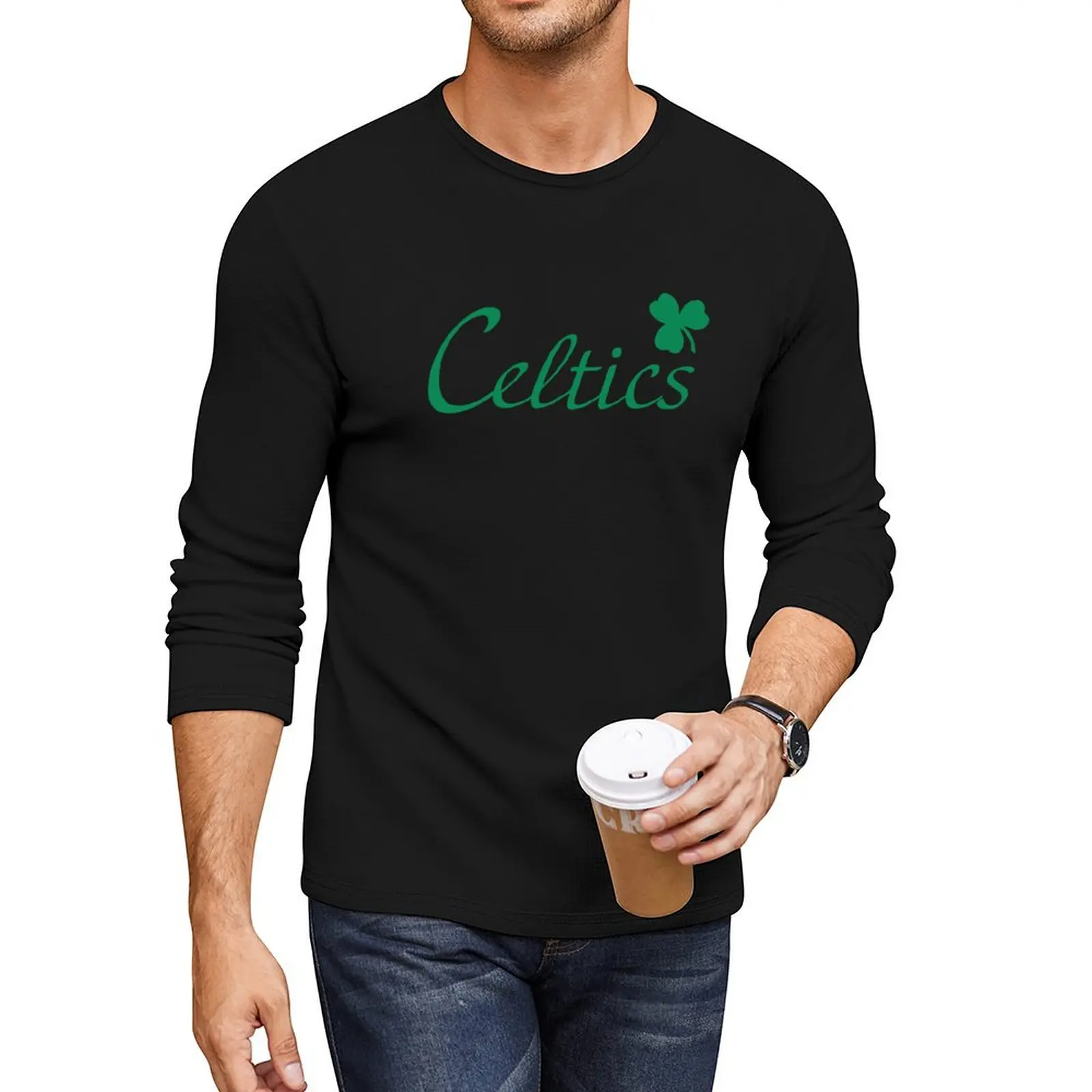 

Celtics with clover Long T-Shirt customized t shirts Aesthetic clothing quick drying t-shirt t shirts men