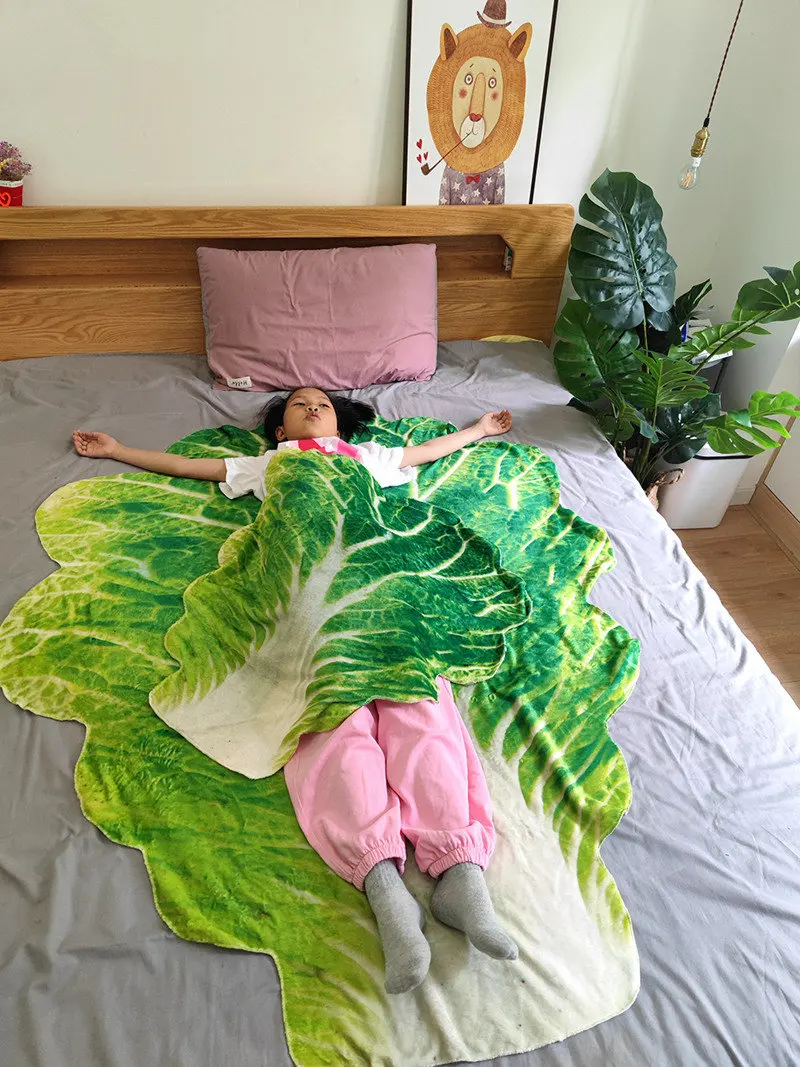 Real Life Chinese Cabbage Leaves Plush Blanket Toy Simulated Big Round Cake Home Creative Bed Decor Adult Funny Gifts