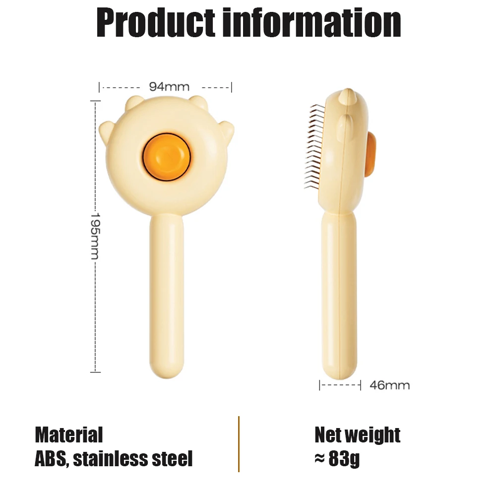 Cepillo de aguja de aseo para mascotas, peine de masaje mágico, removedor de pelo, suministros generales con cortaúñas para mascotas, cuidado de