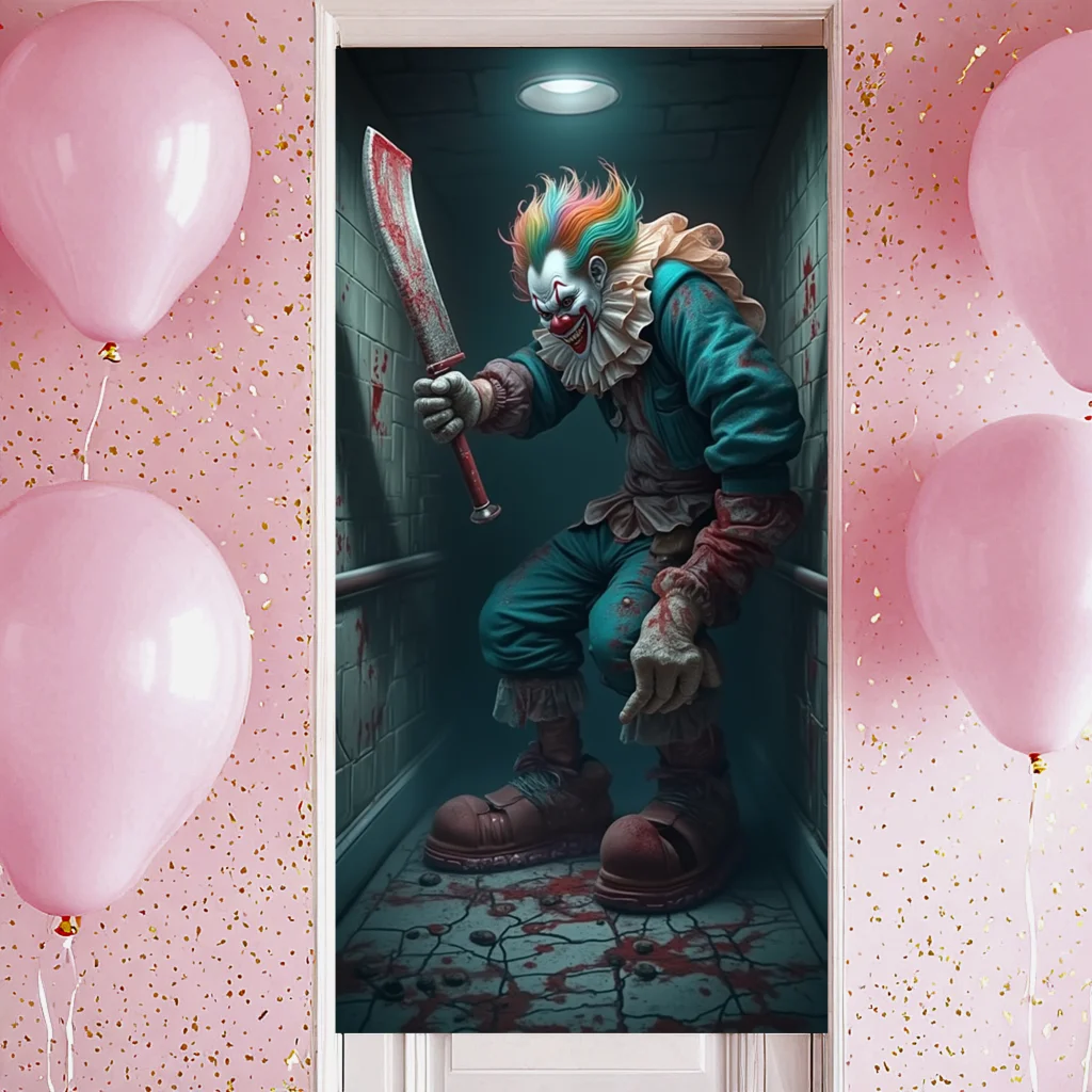 مخيف مهرج الدم ترشيش حزب الدعامة الرعب الديكور مهرج ماكياج هالوين راية ل زي حزب الرعب الحدث داخلي #3