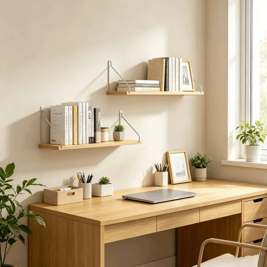 3pcs/1pc (30cm/40cm/50cm) Floating Wall Shelf Set (Optional Individual Size), White Wall-Mounted Storage Organizer Rack With Met