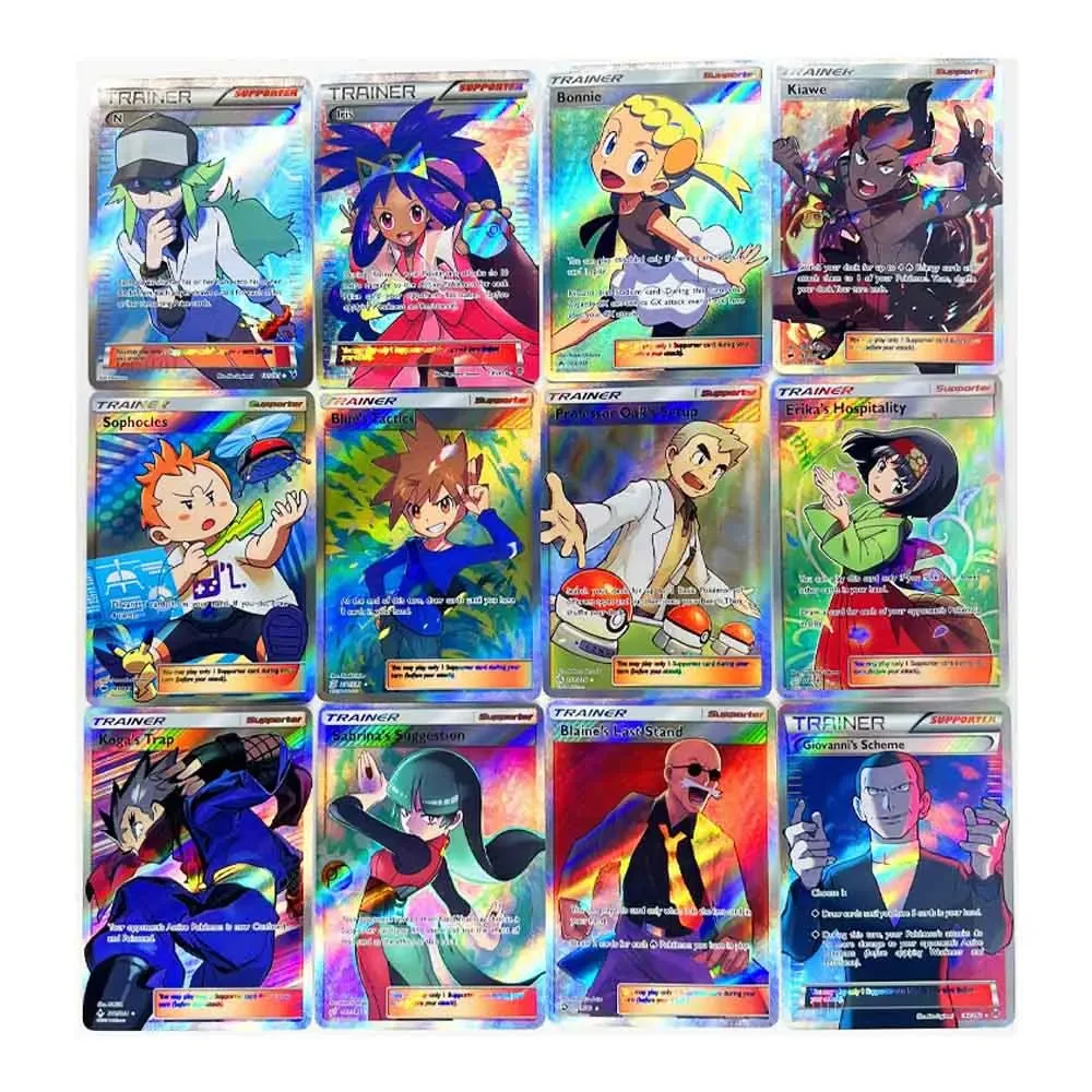 DIY Collection Card Homemade Series PTCG Trainer 55pcs Four Types of Refractive Flashes Anime Peripheral Game Card Holiday Gift