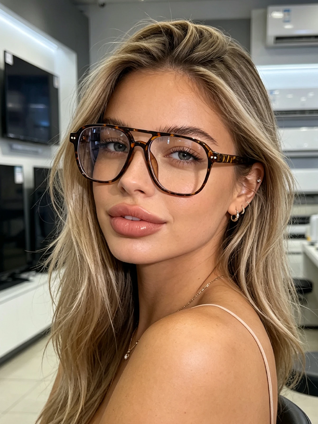 1pc simple double-beam frame fashion glasses, low-key and durable basic style suitable for daily accessories