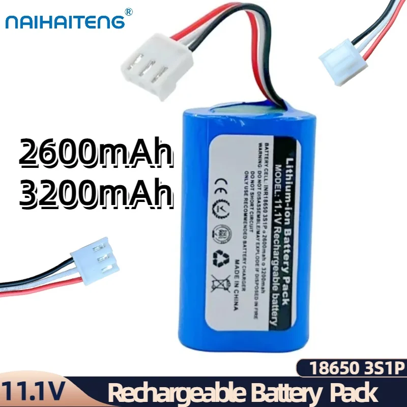 11.1V 10.8V 2600mAh 3200mAh Rechargeable Li-ion Battery Pack 18650 3S1P For Vacuum Cleaner Sweeping Robot PapaGo S360 D630