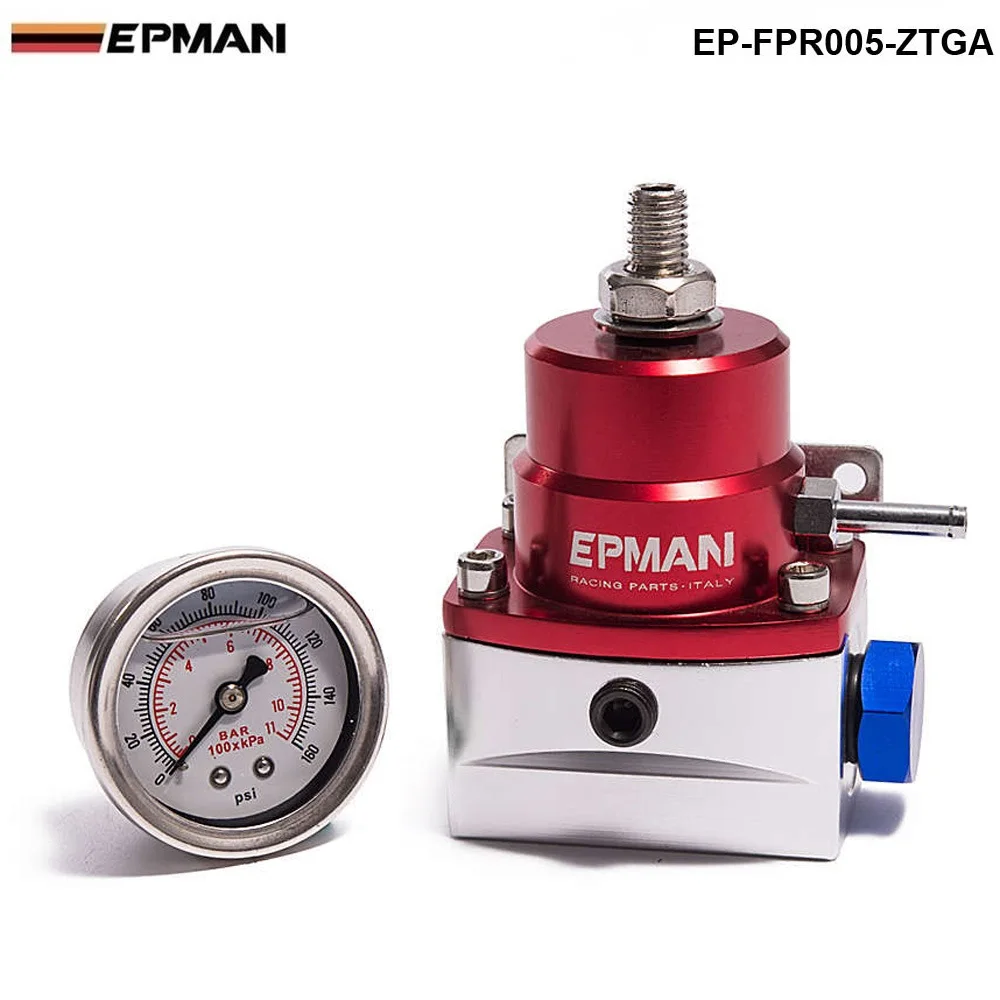 EPMAN Adjustable 0-150 PSI Fuel Pressure Regulator Injected Bypass (With Gauge /No with ) For BMW E36 325 328 M3 EP-FPR005-ZTGA