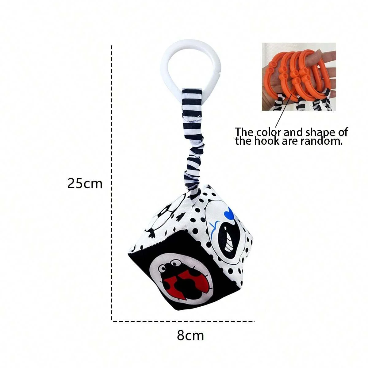 ของเล่นโมบายเด็ก 4 รูปทรง ลูกบาศก์ ทรงกระบอก สามเหลี่ยม สีดำขาว ของเล่นมอนเตสซอรี่สำหรับเตียงเด็ก กระตุ้นประสาทสัมผัสสำหรับทารกแรกเกิด ของขวัญสำหรับเด็กแรกเกิด