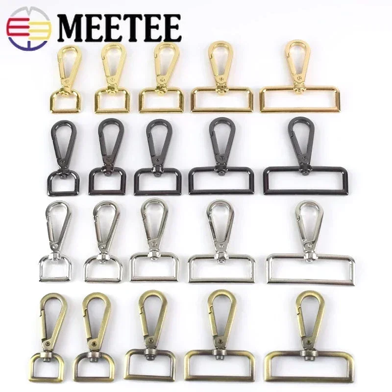 

10Pcs 16-50mm Meetee Metal Buckles Handbag Strap Lobster Clasp Swivel Trigger Clips Snap Hook DIY Leather Craft Bags Accessories