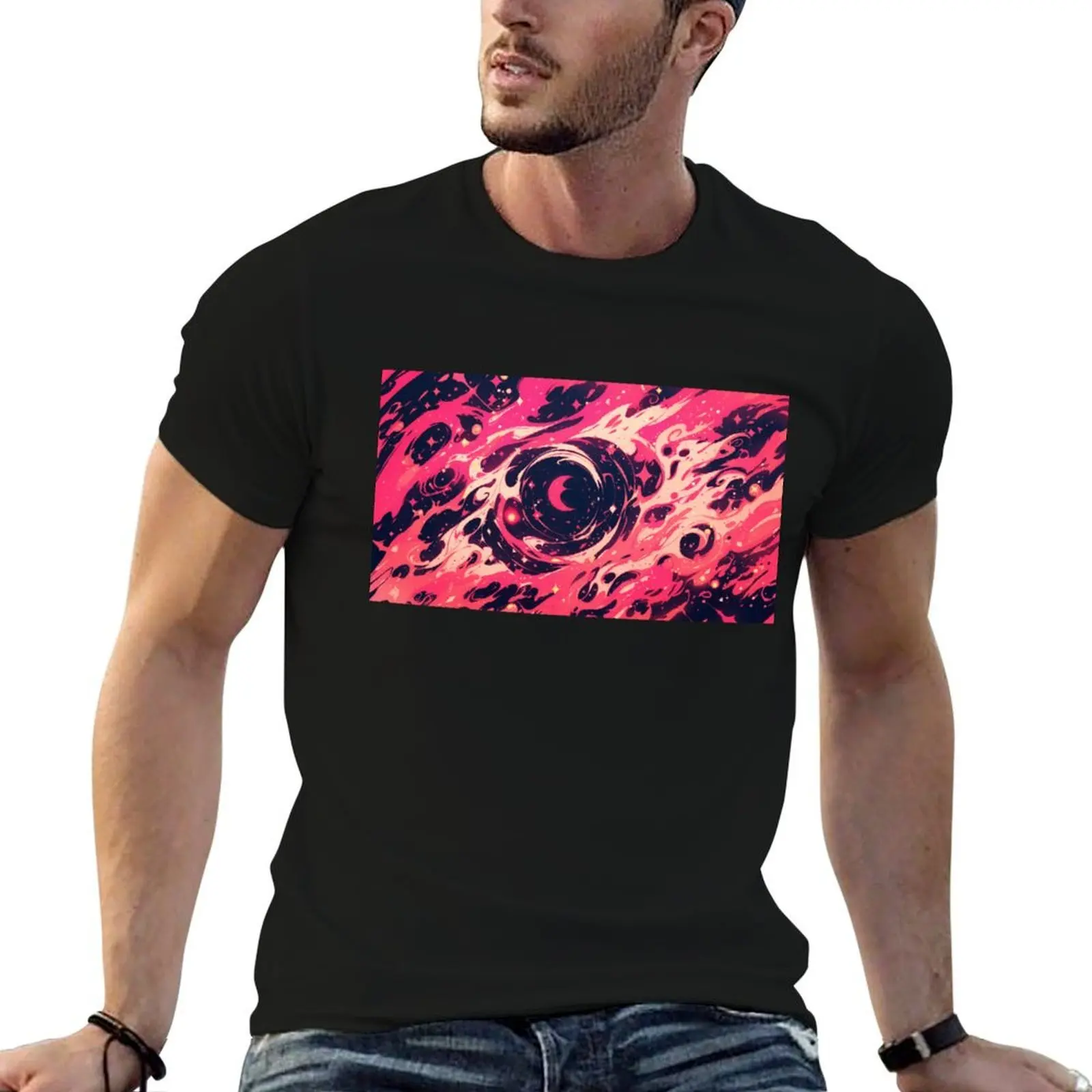 Pink Flames Cosmic Vortex T-Shirt t shirts for man pack white t shirt for man 100 percent cotton anime t shirts oversize T-shirt