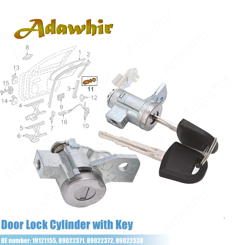 1 Pair Door Lock Cylinders with 2 Keys 19121155 89022371 Fit for Chevrolet Colorado GMC Canyon Hummer H3