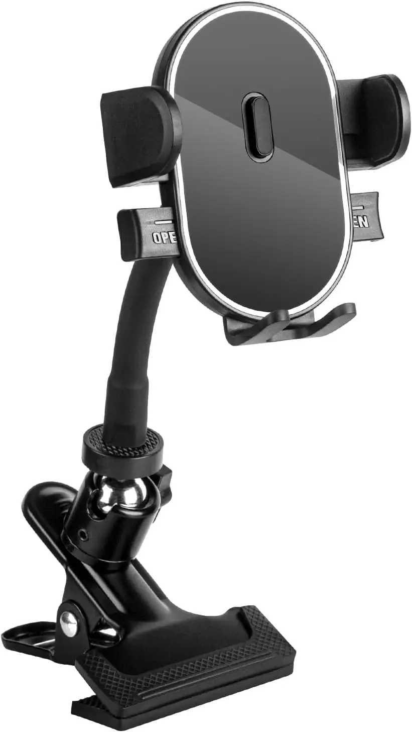 

Adjustable Gooseneck Phone Holder with 360° Rotation and Auto-Lock Clamp for 4-7 inch Devices
