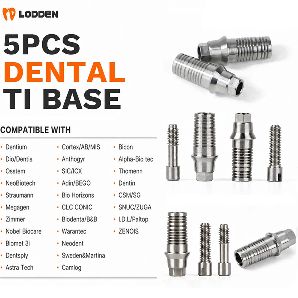 Image of 5PCS Dental Ti Basis Hex für Osstem/Dentium/DIO/Megagen/NeoBiotech/Straumann/Nobel Biocar/Zimmer/Biomet3i mit EXO 3Shape Library