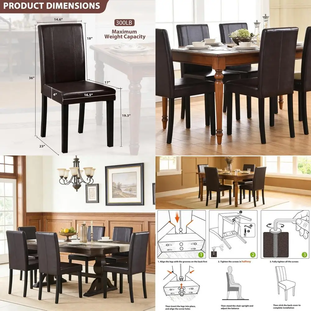 

Коричневые стулья Parson с обивкой из искусственной кожи и деревянными ножками, комплект из 2 штук для кухни, столовой, гостиной