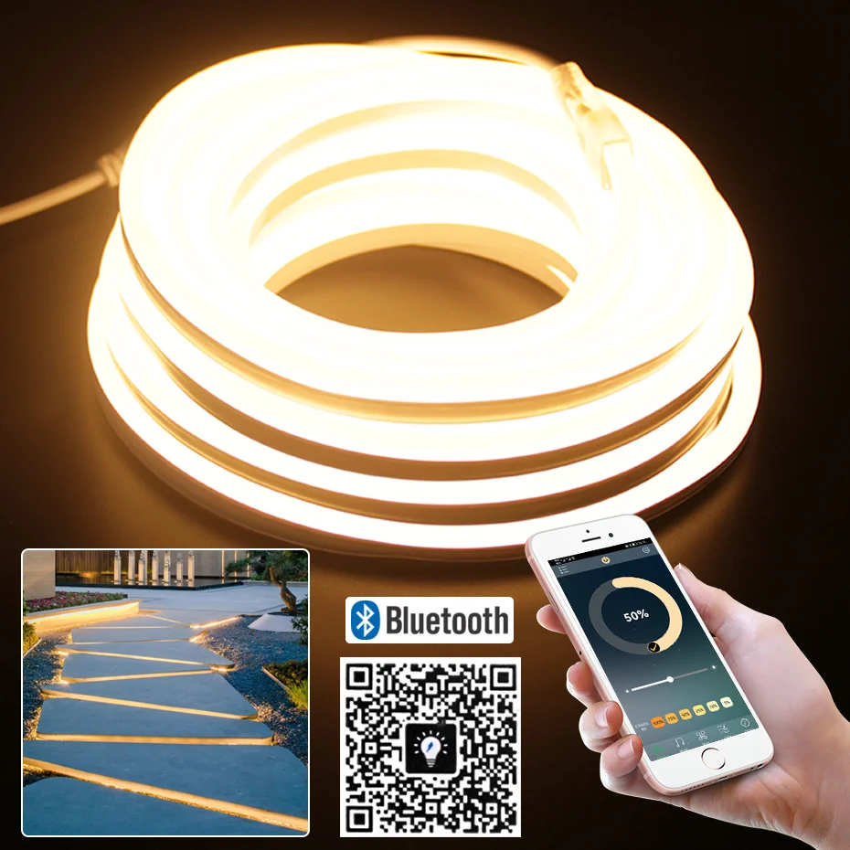 

1-100m Tuya Smart LED Neon Strip Light 220V Dimmable Led Tape 120LEDs/m Flexible Ribbon Neon Lamp Waterproof Outdoor Lighting