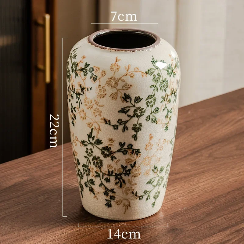 High-end new Chinese retro blue and white porcelain vase water flower arrangement flower pot flower living