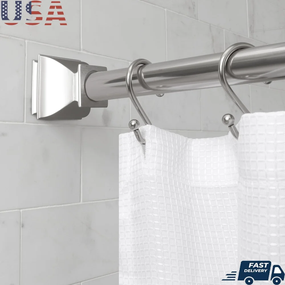 

Rustproof Aluminum Shower Curtain Tension Rod Adjustable 43 to 72 Inch Easy Install No Drill Wall Damage Brushed Nickel Finish