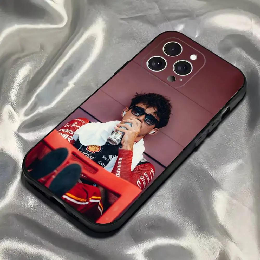 حافظة هاتف Charles Leclerc لهاتف iPhone 16,15,14,13,12,11,Pro,Max,Plus,X,XS,SE4,E,Mini,Soft Black Case
