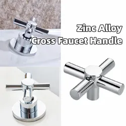 Cross Faucet Handle Knob Zinc Alloy Handwheel Universal Hot Cold Sink Taps Switch for Kitchen Bathroom Tap Replacement Parts
