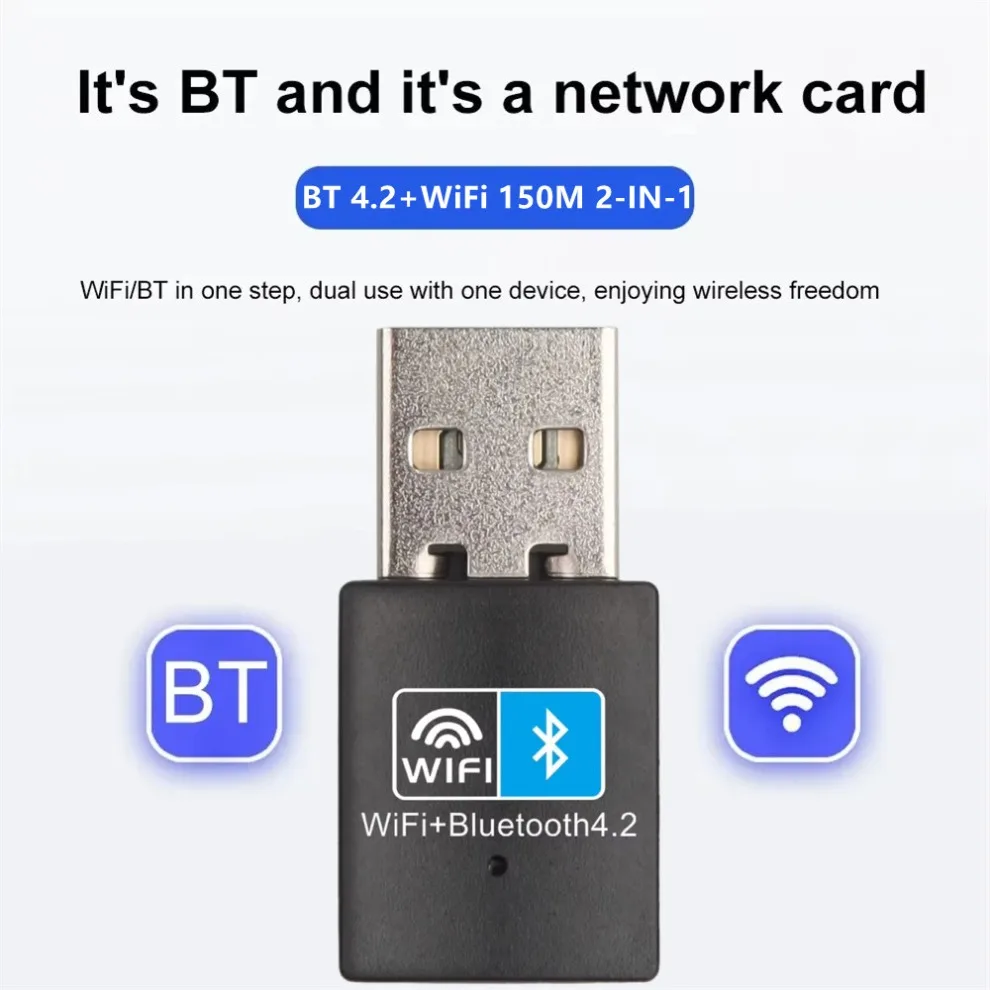 LccKaa 150Mbps USB WiFi Adapter USB Bluetooth Adapter 2.4GHz WiFi Bluetooth Adapter 2 in 1 Wireless Network Card Adaptador Wifi