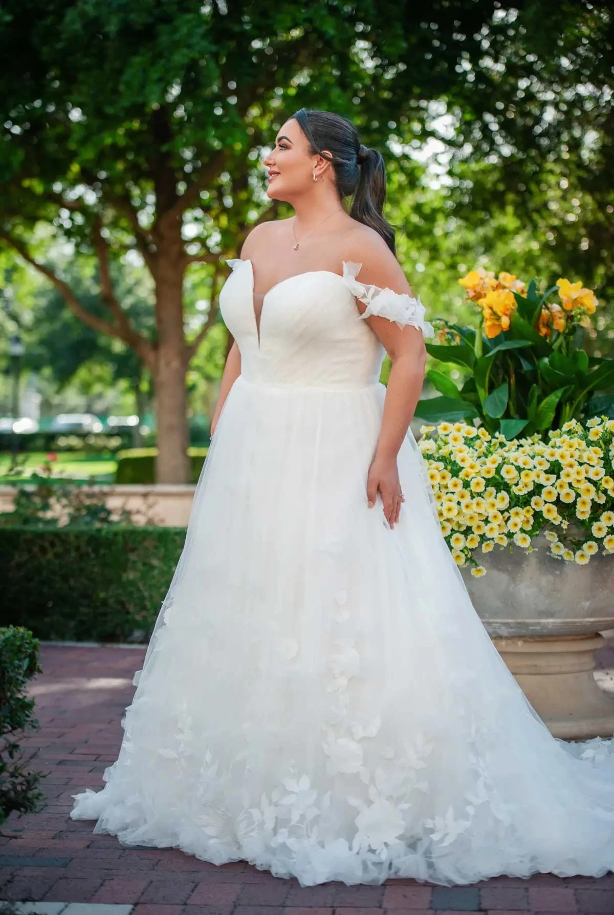 Robe de Mariée Trapèze en Tulle Floral de Grande Taille, Style Boho Bohème, pour Patients, Éducatif