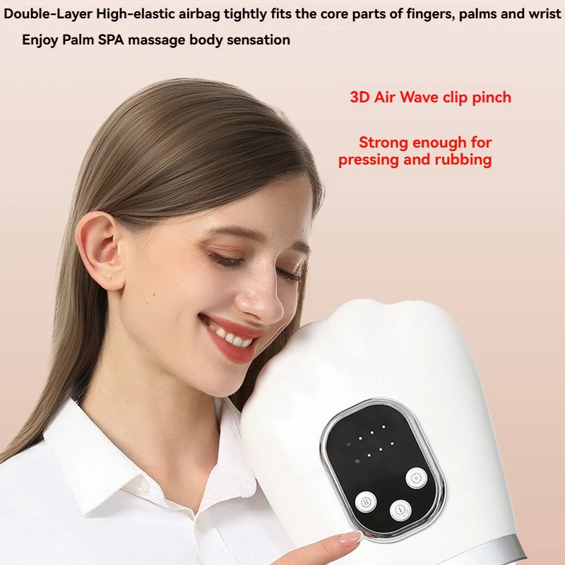 

Electric Hand Massager With Airbag Wrapped in Red And Blue Light Effects For Wrist And Palm Hot Compress Finger And Hand Wrapped
