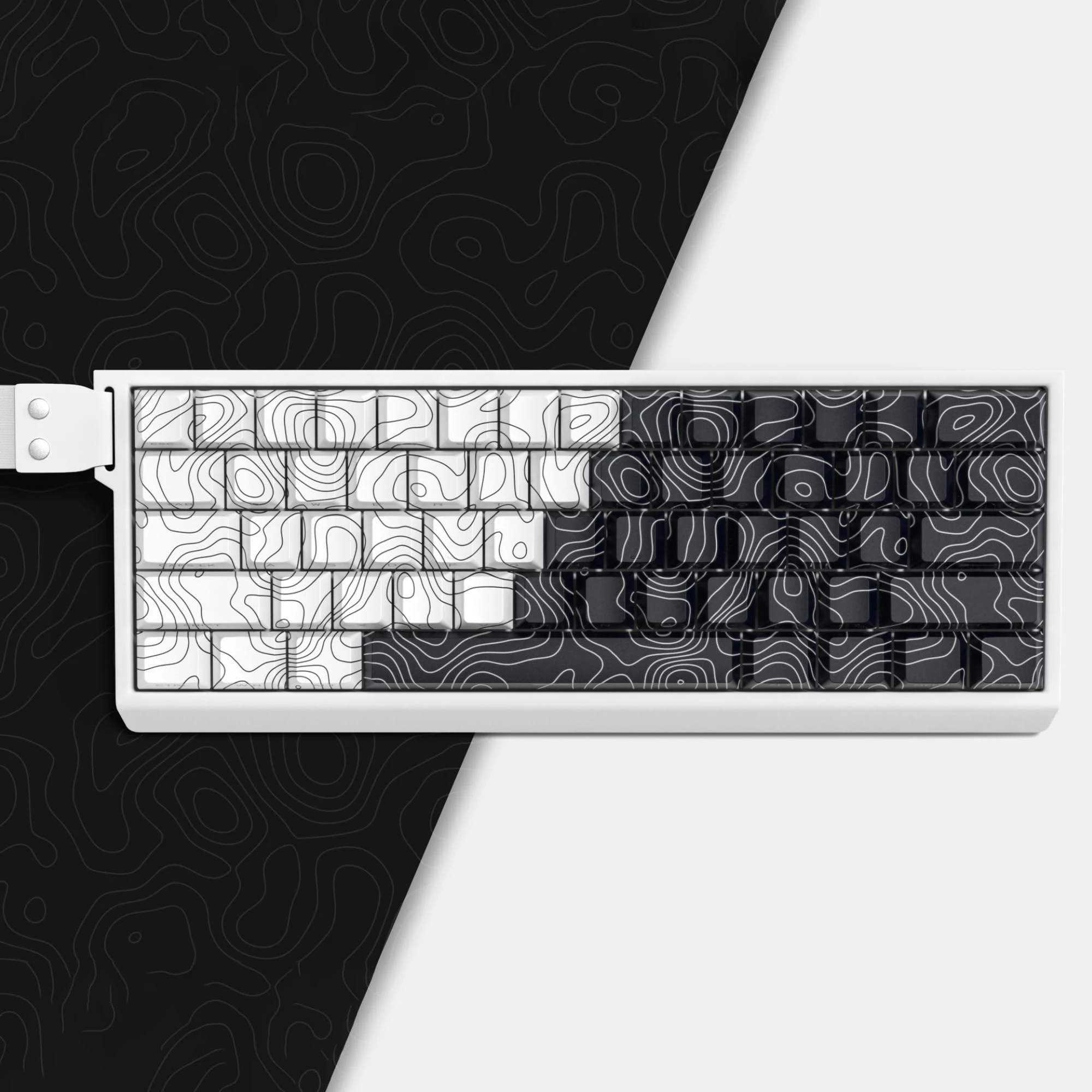 Imagem -02 - Lado Topográfico Impressão Brilhar Através de Keycap Cereja Perfil Sub Corante Apto para Interruptores mx Teclado Mecânico Tecla 132 Branco e Preto