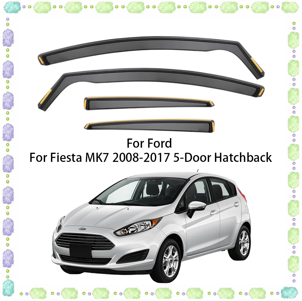 

4pcs For Ford For Fiesta MK7 5-Door Hatchback 2010-2008-2017 In-Channel Wind Deflectors Tinted