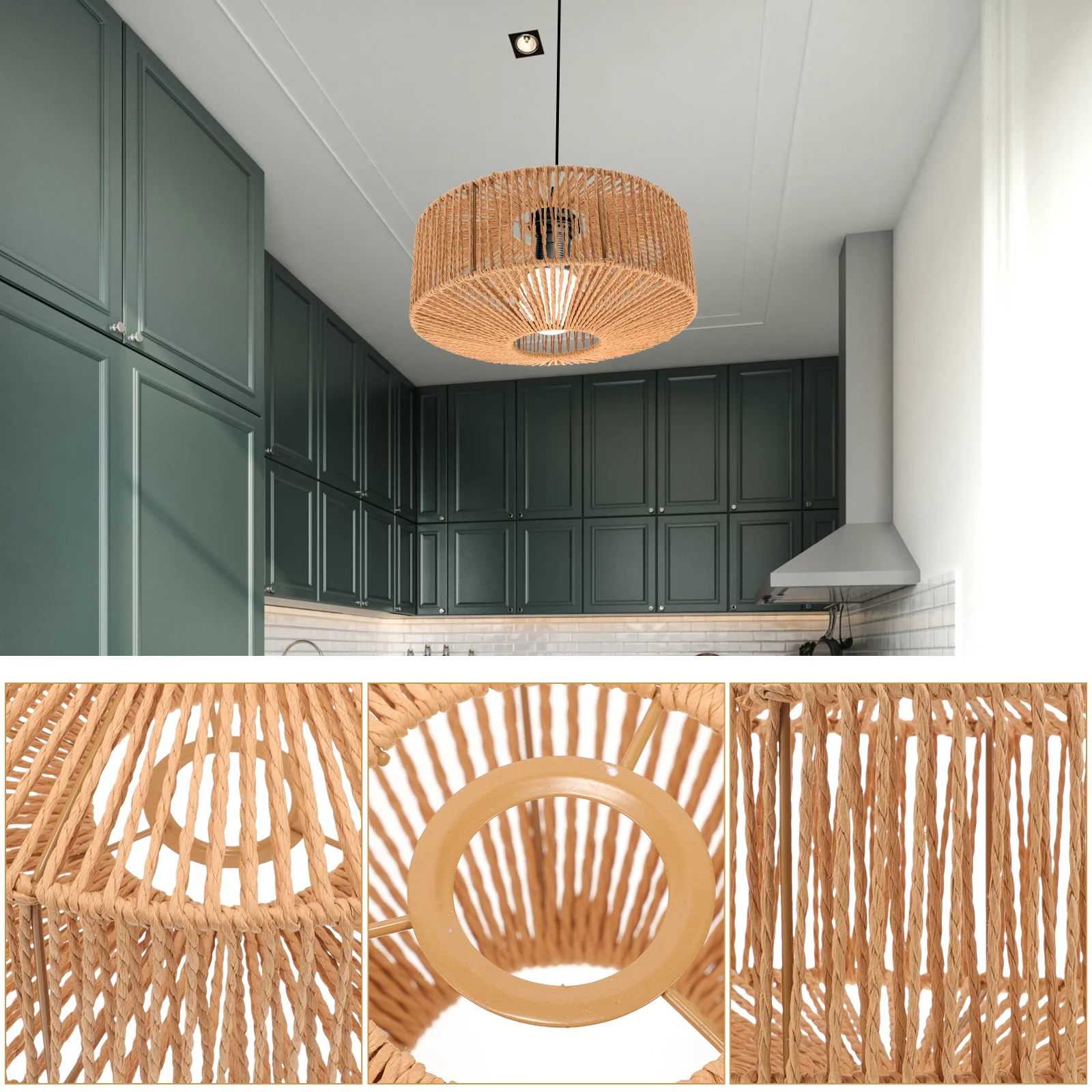 

Paper Rope Woven Lampshade 95x300x145 Vintage Hanging Shades for Chandelier Light Covers Ceiling Lamp Decorative
