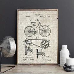 Bicycle Patent Posters Prints Canvas Painting Cycling Artwork Bike Wall Art Pictures Blueprint Gift Idea Home Room Decor