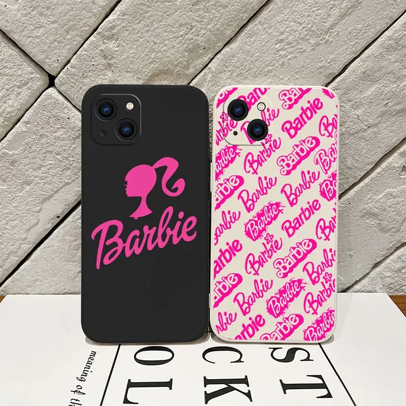 Cool Pink B-Barbies Phone Case For iPhone 15 14 13 12 11 Pro Max Mini X XR XS MAX SE20 8 7 Plus Silicone Cases with Hand Strap