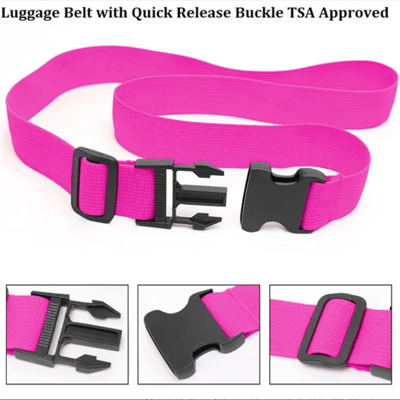 Correias de bagagem em formato reto para mala, cinto de bagagem de poliéster com fivela de liberação ajustável acessório de viagem
