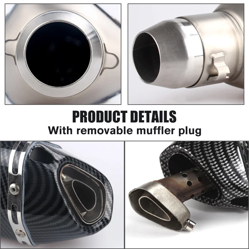 Carbon Fiber Motorcycle Acrapovich Exhaust Muffler Pipe 250cc 350cc 600cc Escape Moto Tube For Nmax Tmax530 Msx125 Trendy Novel