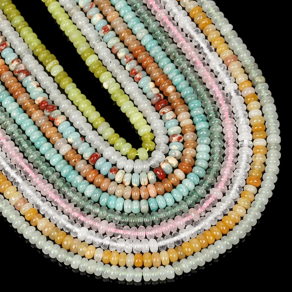 Natursteinperlen 4x2mm Mehrfarbige Rondell-Form Lose Abstandsperlen für Schmuckherstellung DIY Armbänder Ohrring-Zubehör