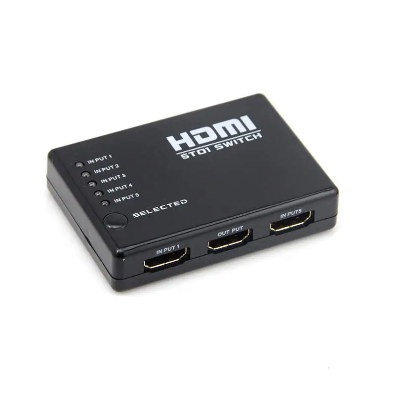 HDMI Switch 5x1 with Remote Control ABS Black 4-Piece Support Blu-ray DVD24/50/60fs/HD-DVD/xvYcc Compatible with HDCP 1.3