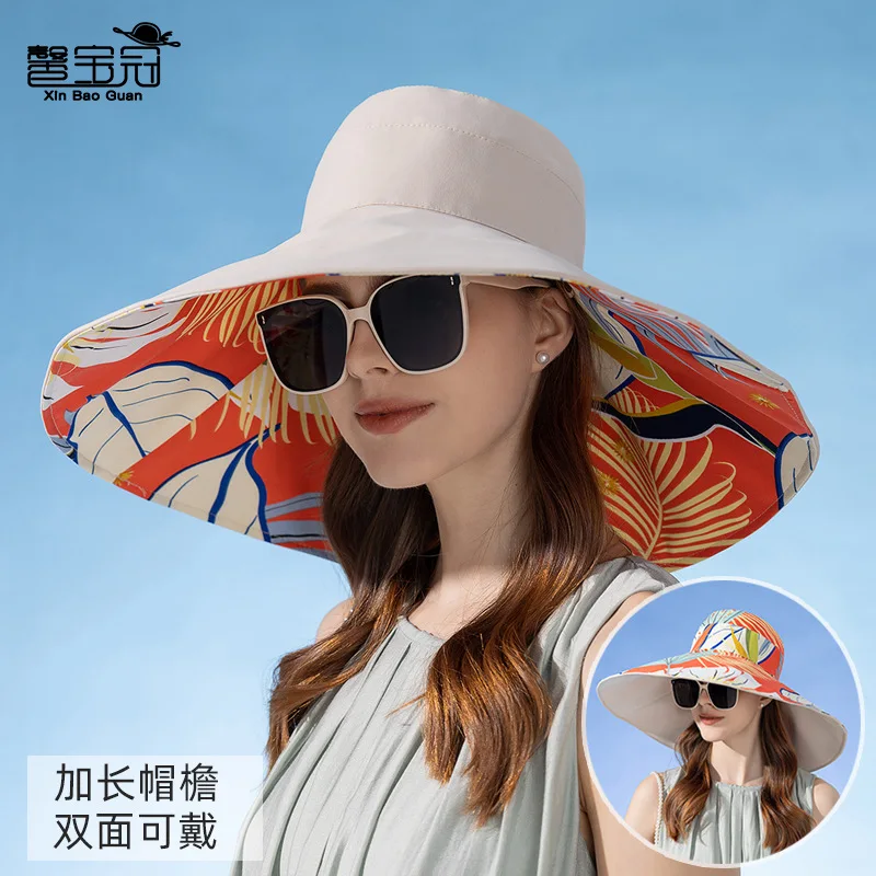 New Summer Double-sided Bucket Women Sun-protection Brim Hats Female Fashion Outdoor Suncreen Lithe Breathable Sun Dome Hats