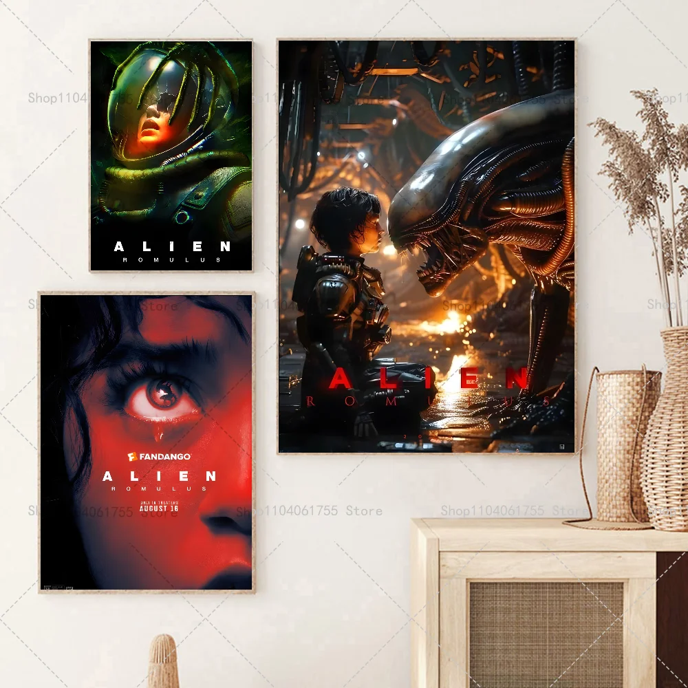 Alien Romulus Poster 2024 New Movie Canvas Poster Self-adhesive Art Waterproof Paper Sticker Coffee House Bar Room Wall Decor